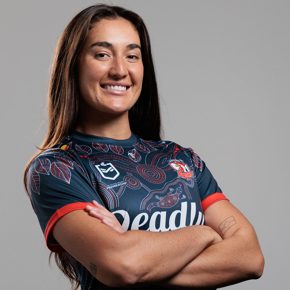 Olivia Kernick wearing a Deadly Choices shirt that she designed.
